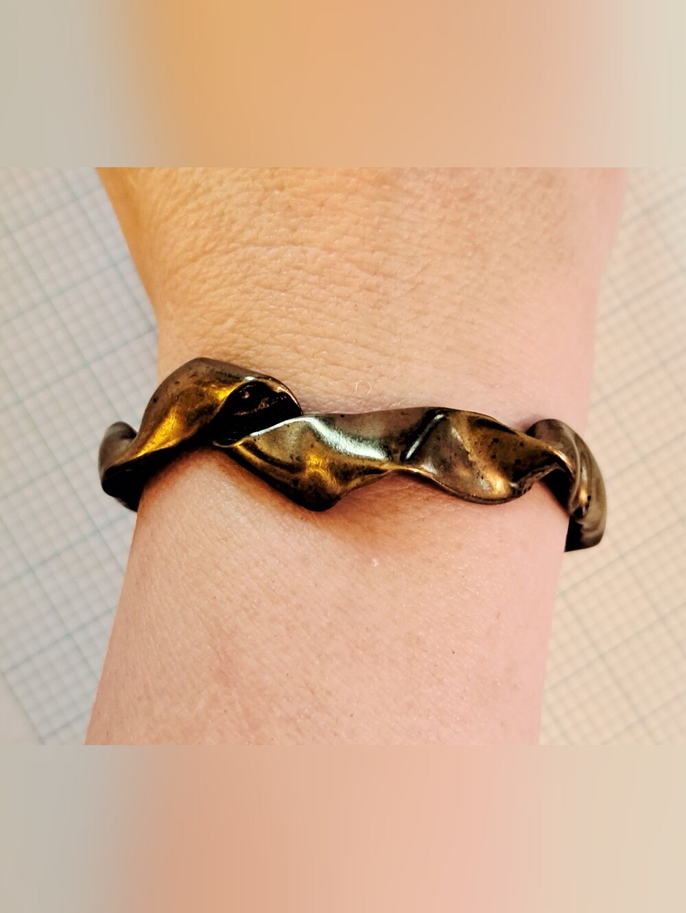 Handcrafted Twisted Metal Cuff Bracelet - Bronze Tone